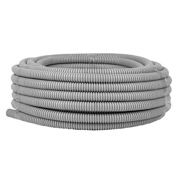 Труба гофр. ПВХ с протяжкой d20 мм (25 м) серая EKF-Plast