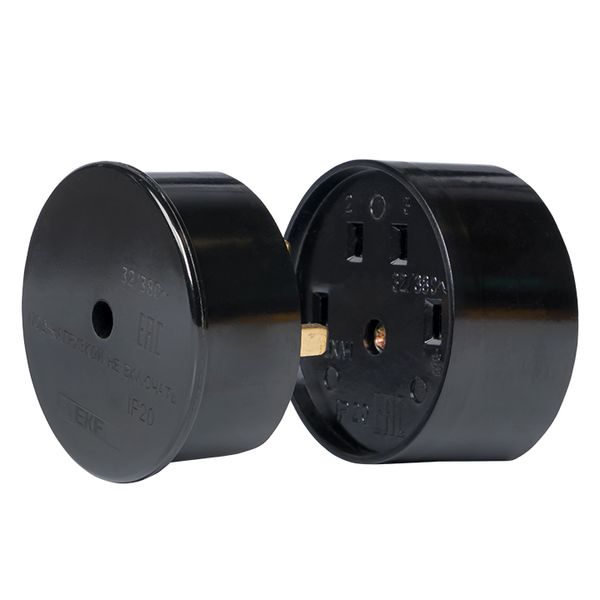 Разъем РШ-ВШ 32А 380В 3P+PE (ОУ) карболитовый черный EKF PROxima