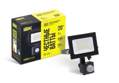 IEK  20Вт  6500К  1600Лм  IP54  134х168х45  черный  с ДД / СДО 06-20Д