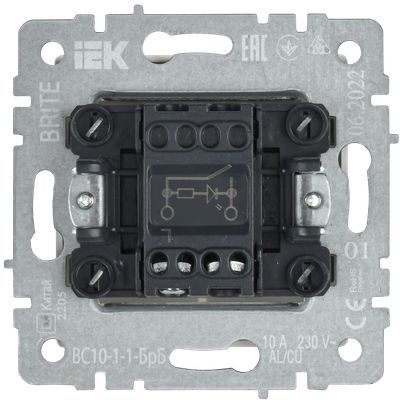 BRITE Выключатель 1-клавишный с индикацией 10А ВС10-1-1-БрБ белый IEK