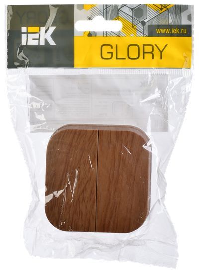 GLORY Выключатель 2-клавишный для открытой установки 10А ВС20-2-0-ХД дуб IEK