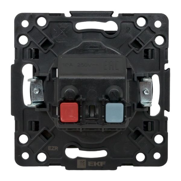 Стокгольм Механизм Розетки 1-местной б/з 10 А автоматические клеммы черный с защ. штор. EKF PROxima