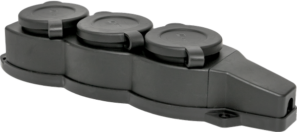 Розетка (колодка) трехместная с защит. крышками каучуковая 230В 2P+PE 16A IP44 EKF Марс