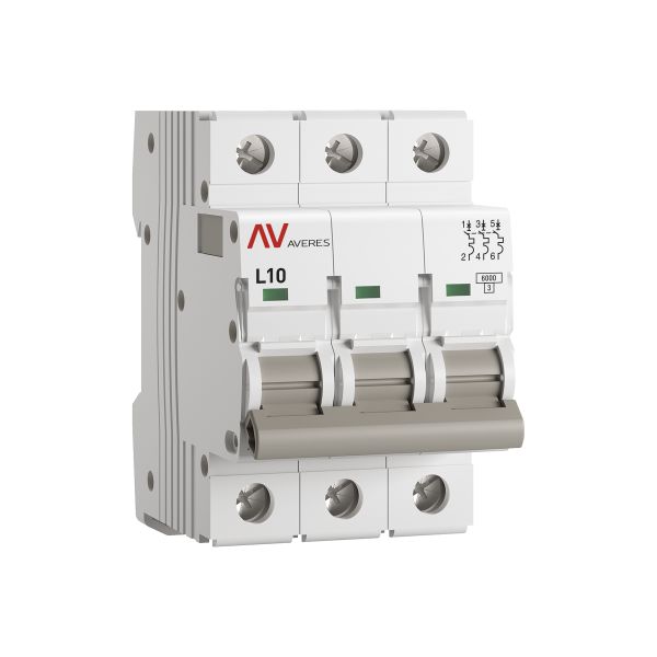 Выключатель автоматический AV-6 3P 10A (L) 6kA EKF AVERES