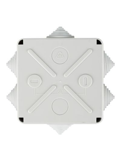 Коробка распаячная КМ41234 для открытой проводки безгалогенная (HF) 100х100х50мм IP55 6 гермовводов серая IEK