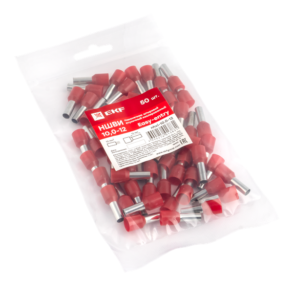 Наконечник штыревой втулочный изолированный НШвИ 10,0-12 (50шт.) EKF PROxima