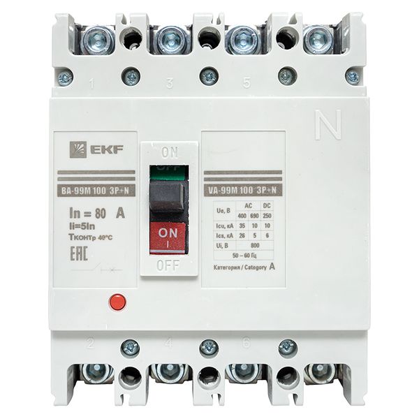 Выключатель автоматический ВА-99М 100/80А 4P 5In 35кА EKF PROxima