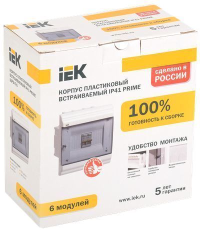 PRIME Корпус пластиковый ЩРВ-П-6 модулей встраиваемый белый IP41 IEK