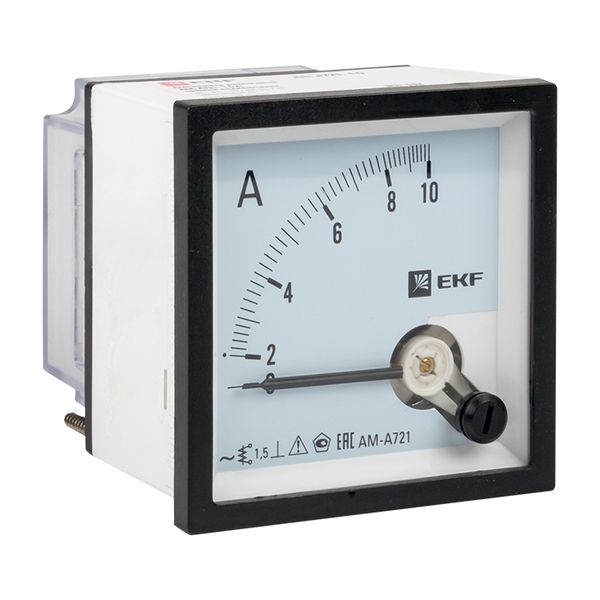 Амперметр AMA-721 аналоговый на панель (72x72) квадратный вырез 10А прямое подкл. EKF