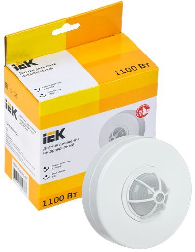 Датчик движения ДД-024В 1100Вт 180-360град 6м IP33 белый IEK