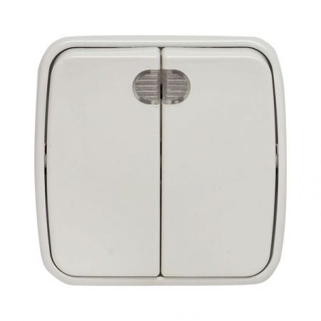 Минск Выключатель 2-клавишный ОП 10А с индикатором белый EKF