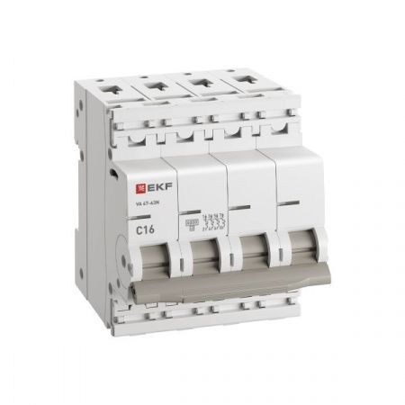 Автоматический выключатель 4P 16А (C) 6кА ВА 47-63N PROxima EKF