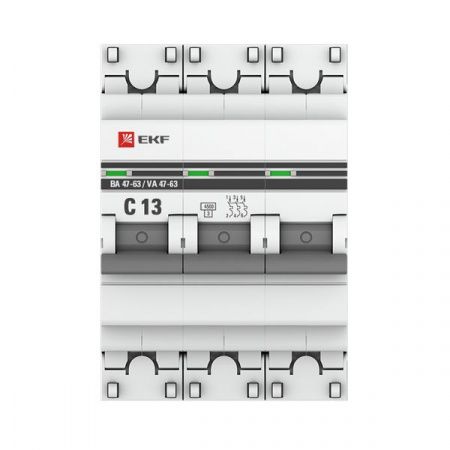 Выкл.автом.  3П  13А  хар-ка C  4,5кА  EKF  ВА47-63 PROxima