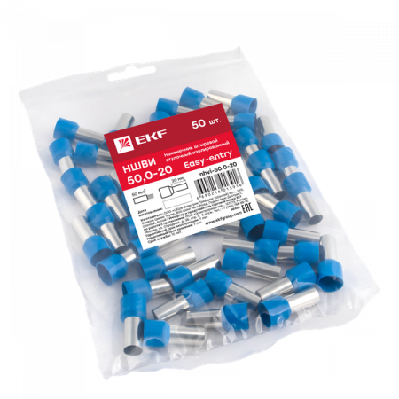 Наконечник штыревой втулочный изолированный НШвИ 50,0-20 (50шт.) EKF PROxima
