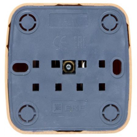 Розетка 1-местная ОП Минск 16А с заземлением светлое дерево EKF