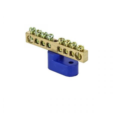 Шина "0" N (6x9мм) 8 отверстий латунь синий угловой изолятор EKF PROxima