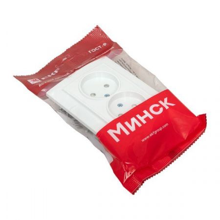 Минск Розетка 2-местная СП без заземления 10А белая с защ. штор. EKF