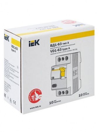 Выключатель дифференциальный (УЗО) ВД1-63 2Р 32А 30мА тип А IEK