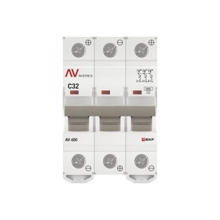 Выключатель автоматический AV-6 DC 3P 32A (C) 6kA EKF AVERES