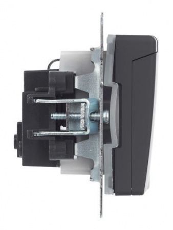 BRITE Розетка 1-местная с заземлением с защитными шторками и крышкой 16А IP44 РСбш10-3-44-БрГ графит IEK