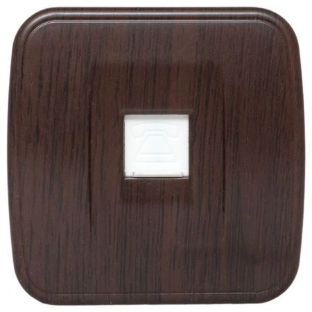 Розетка Phone 1-местная ОП Минск тёмное дерево EKF