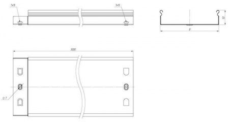 Лоток неперфорированный 50x150x3000-0,55 мм EKF
