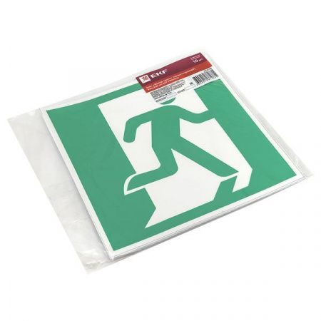 Знак наклейка E01-02 "Выход здесь" (правосторонний) (200x200) ГОСТ 12.4.026-2015 EKF PROxima