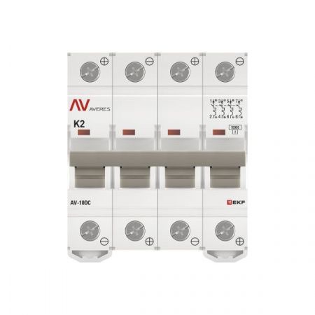 Выключатель автоматический AV-10 DC 4P 2A (K) 10kA EKF AVERES
