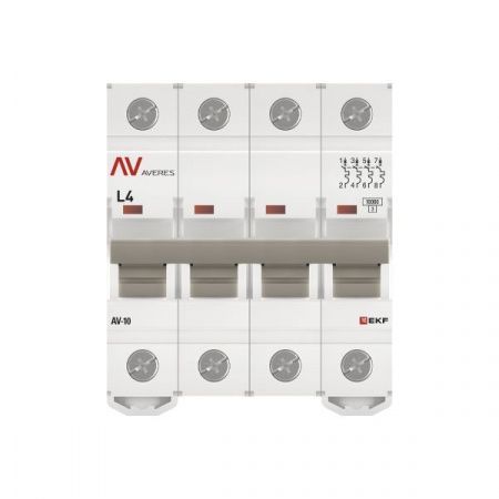 Выключатель автоматический AV-10 4P 4A (L) 10kA EKF AVERES