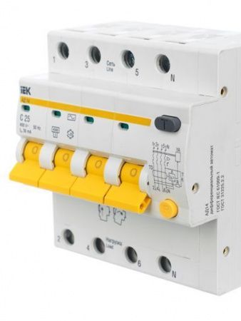 KARAT Дифференциальный автомат АД14 4P 25А 30мА тип AC IEK