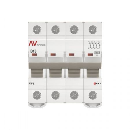 Выключатель автоматический AV-6 4P 10A (B) 6kA EKF AVERES