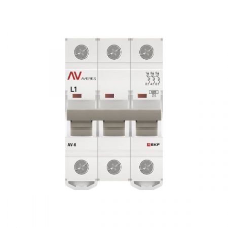 Выключатель автоматический AV-6 3P 1A (L) 6kA EKF AVERES