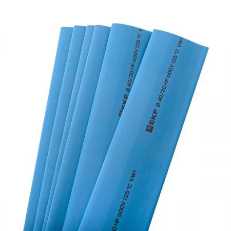 Термоусаживаемая трубка ТУТ нг 40/20 синяя в отрезках по 1м EKF PROxima