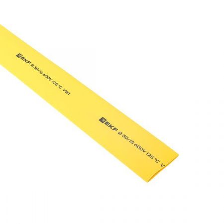 Термоусаживаемая трубка ТУТ нг 30/15 желтая в отрезках по 1м EKF PROxima