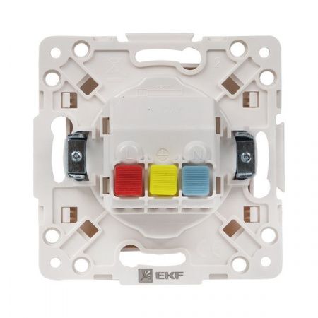 Стокгольм Розетка 1-местная с/з 16А автоматические клеммы белая с защ. штор. EKF PROxima