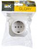 GLORY Розетка 1-местная для открытой установки с заземлением с защитными шторками 16А РСш20-3-ХБ белый IEK