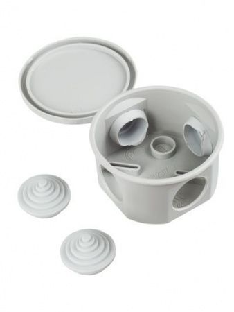 Коробка распаячная КМ41237 для открытой проводки безгалогенная (HF) D=75х40мм IP44 4 гермоввода серая IEK