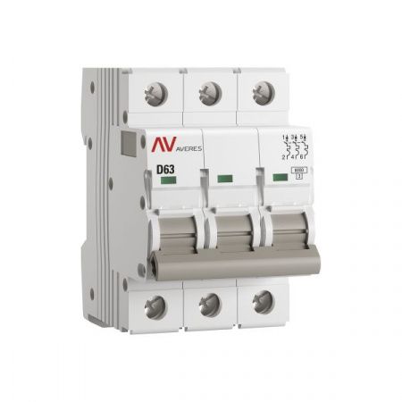 Выключатель автоматический AV-6 3P 63A (D) 6kA EKF AVERES