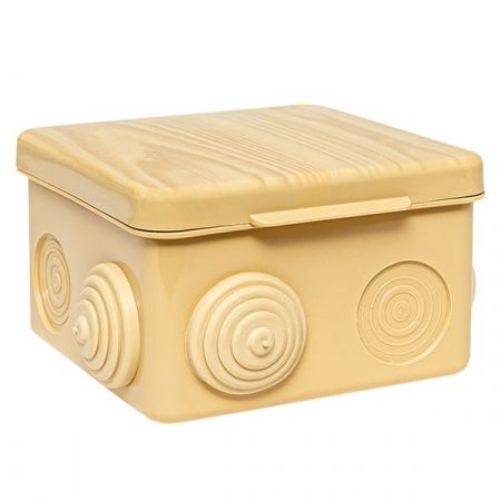 Коробка распределительная КМР-030-031 с крышкой (80x80x50) 7 мембранных вводов светлое дерево IP54 EKF PROxima