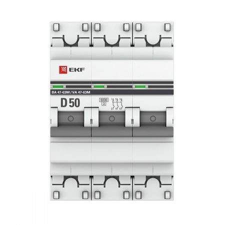 Автоматический выключатель ВА 47-63M 3P 50А (D) 6кА без теплового расцепителя PROxima EKF