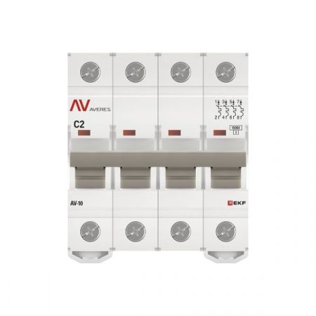 Выключатель автоматический AV-10 4P 2A (C) 10kA EKF AVERES