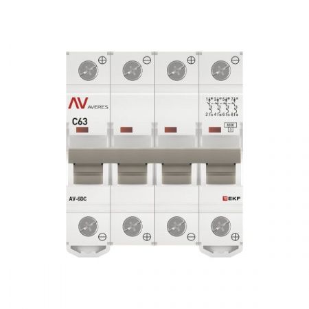 Выключатель автоматический AV-6 DC 4P 63A (C) 6kA EKF AVERES