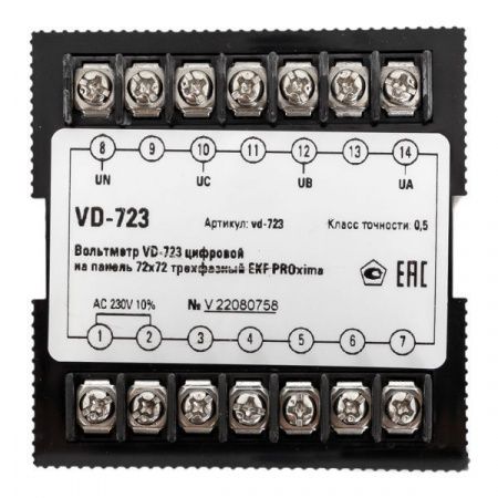 VD-723 Вольтметр цифровой на панель (72x72) трехфазный EKF PROxima