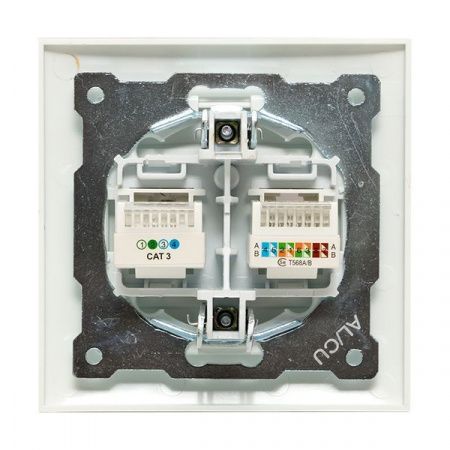 Валенсия розетка RJ-45+RJ11 2-местная белая EKF PROxima
