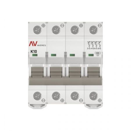 Выключатель автоматический модульный 4п K 10А 6кА AV-6 DC AVERES EKF mcb6-DC-4-10K-av