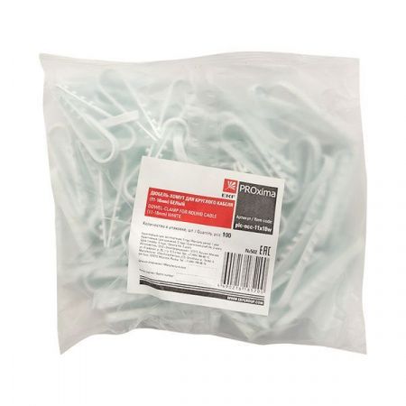 Дюбель-хомут для круглого кабеля (11-18мм) белый (100шт.) EKF PROxima