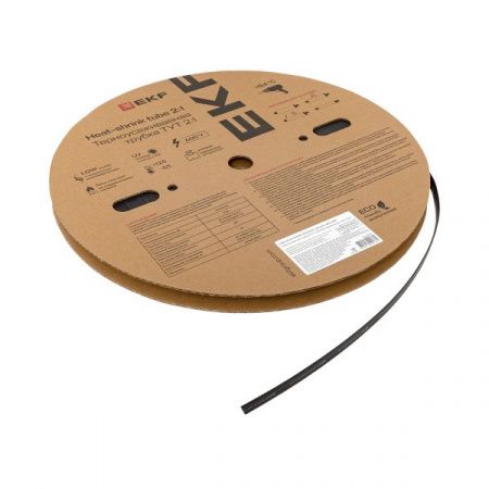 Термоусаживаемая трубка ТУТ нг 10/5 черная рулон EKF PROxima