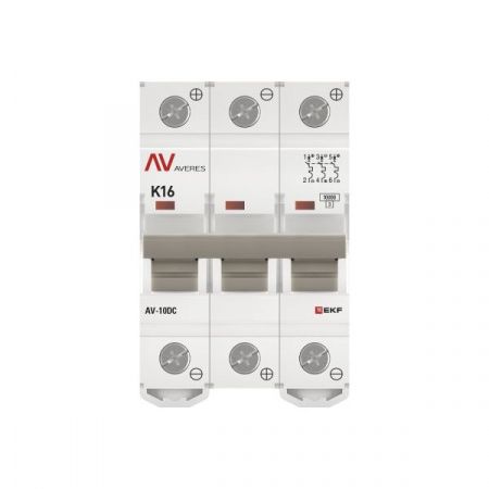 Выключатель автоматический AV-10 DC 3P 16A (K) 10kA EKF AVERES