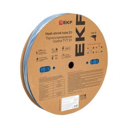 Термоусаживаемая трубка ТУТ нг 4/2 синяя рулон EKF PROxima