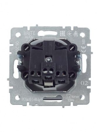 BRITE Розетка 1-местная с заземлением с защитными шторками и крышкой 16А IP44 РСбш10-3-44-БрЧ черный IEK